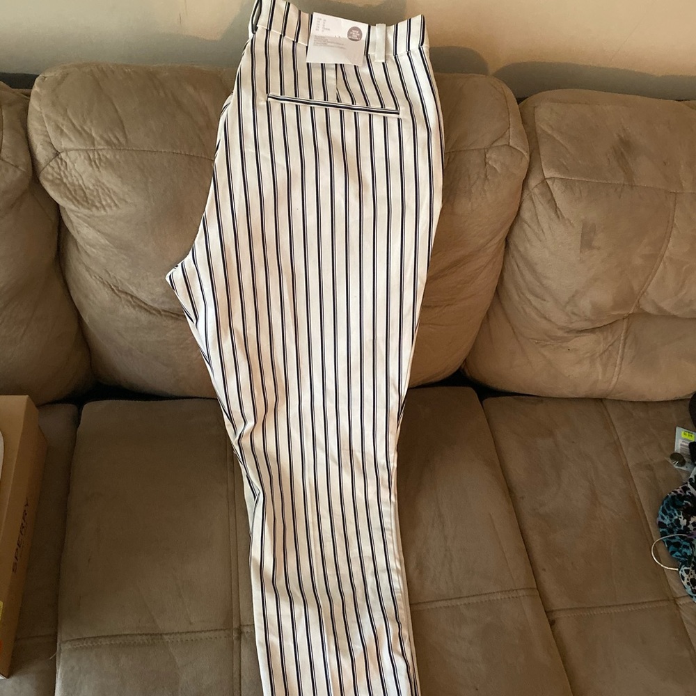 Black and white striped pants